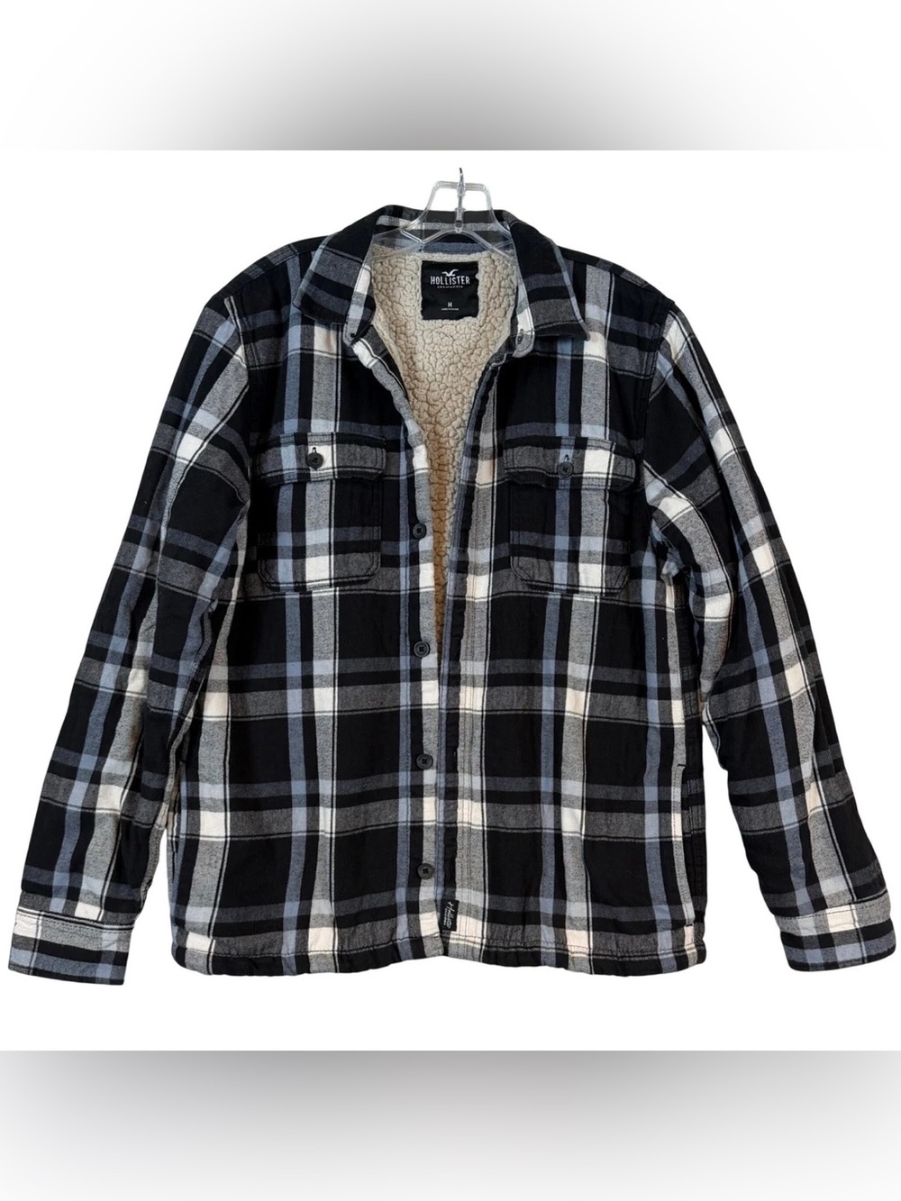 Sherpa plaid shirt jacket